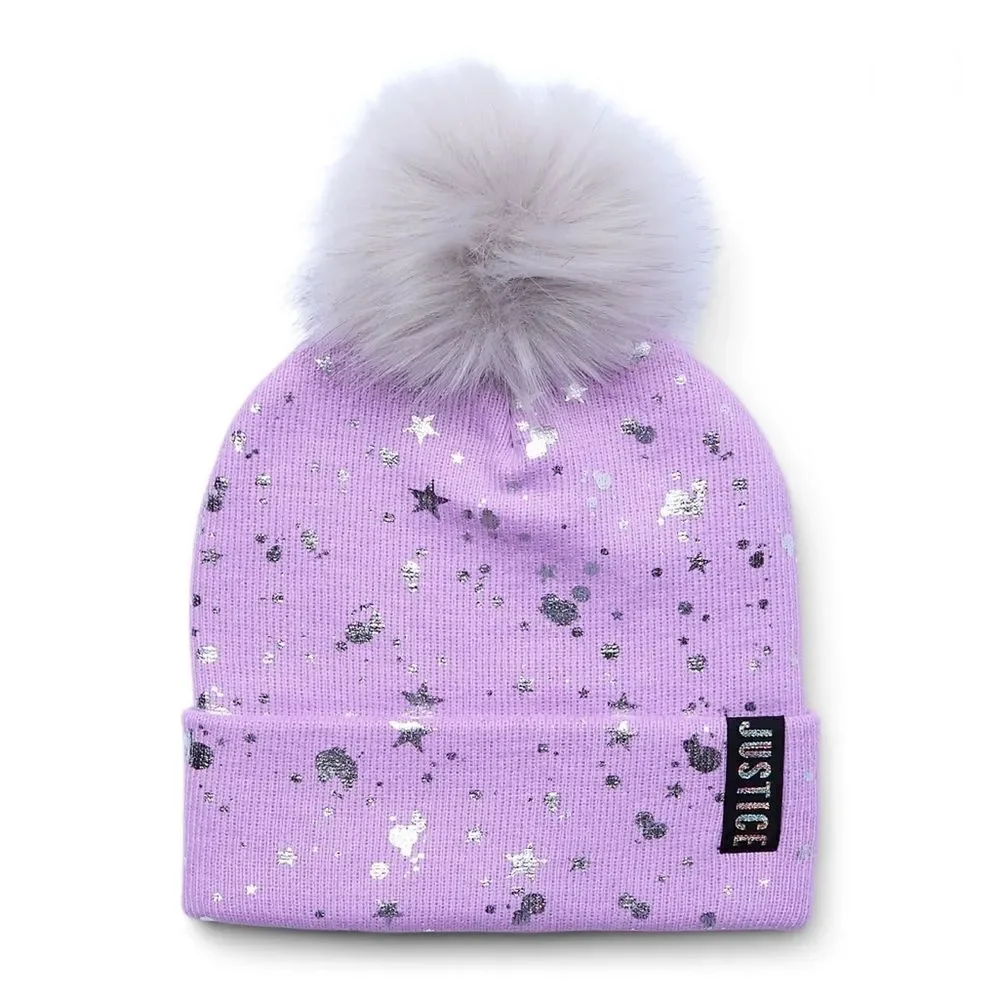 Girls Justice Ribbed & Full Print Winter Cozy Beanie and Gloves 2, 2-Piece Sets
